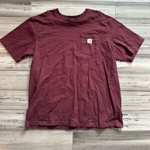Carhartt Men's Burgundy Pocket T-Shirt utility workwear short sleeve size XL
